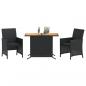 Preview: 3-tlg. Bistro-Set mit Kissen Schwarz Poly Rattan