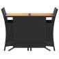 Preview: 3-tlg. Bistro-Set mit Kissen Schwarz Poly Rattan