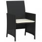 Preview: 3-tlg. Bistro-Set mit Kissen Schwarz Poly Rattan