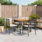 Preview: ARDEBO.de - 5-tlg. Garten-Essgruppe mit Kissen Schwarz Poly Rattan