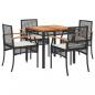 Preview: 5-tlg. Garten-Essgruppe mit Kissen Schwarz Poly Rattan