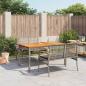 Preview: ARDEBO.de - 3-tlg. Garten-Essgruppe mit Kissen Grau Poly Rattan