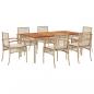 Preview: 7-tlg. Garten-Essgruppe mit Kissen Beige Poly Rattan