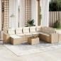 Preview: ARDEBO.de - 9-tlg. Garten-Sofagarnitur mit Kissen Beige Poly Rattan