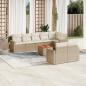 Preview: ARDEBO.de - 9-tlg. Garten-Sofagarnitur mit Kissen Beige Poly Rattan