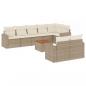 Preview: 9-tlg. Garten-Sofagarnitur mit Kissen Beige Poly Rattan