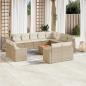 Preview: ARDEBO.de - 13-tlg. Garten-Sofagarnitur mit Kissen Beige Poly Rattan