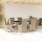 Preview: ARDEBO.de - 7-tlg. Garten-Essgruppe mit Kissen Beige Poly Rattan