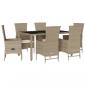 Preview: 7-tlg. Garten-Essgruppe mit Kissen Beige Poly Rattan