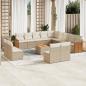 Preview: ARDEBO.de - 14-tlg. Garten-Sofagarnitur mit Kissen Beige Poly Rattan