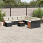 Preview: ARDEBO.de - 12-tlg. Garten-Sofagarnitur mit Kissen Schwarz Poly Rattan