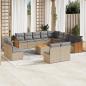 Preview: ARDEBO.de - 14-tlg. Garten-Sofagarnitur mit Kissen Beige Poly Rattan