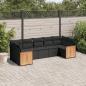 Preview: ARDEBO.de - 7-tlg. Garten-Sofagarnitur mit Kissen Schwarz Poly Rattan