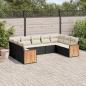 Preview: ARDEBO.de - 9-tlg. Garten-Sofagarnitur mit Kissen Schwarz Poly Rattan