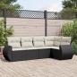 Preview: ARDEBO.de - 5-tlg. Garten-Sofagarnitur mit Kissen Schwarz Poly Rattan