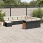 Preview: ARDEBO.de - 12-tlg. Garten-Sofagarnitur mit Kissen Schwarz Poly Rattan