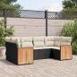 Preview: ARDEBO.de - 6-tlg. Garten-Sofagarnitur mit Kissen Schwarz Poly Rattan