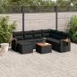 Preview: ARDEBO.de - 8-tlg. Garten-Sofagarnitur mit Kissen Schwarz Poly Rattan