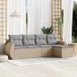 Preview: ARDEBO.de - 5-tlg. Garten-Sofagarnitur mit Kissen Beige Poly Rattan