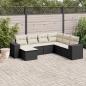 Preview: ARDEBO.de - 7-tlg. Garten-Sofagarnitur mit Kissen Schwarz Poly Rattan