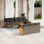 Preview: ARDEBO.de - 11-tlg. Garten-Sofagarnitur mit Kissen Grau Poly Rattan