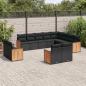 Preview: ARDEBO.de - 12-tlg. Garten-Sofagarnitur mit Kissen Schwarz Poly Rattan