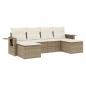 Preview: 6-tlg. Garten-Sofagarnitur mit Kissen Beige Poly Rattan