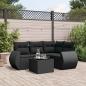 Preview: ARDEBO.de - 5-tlg. Garten-Sofagarnitur mit Kissen Schwarz Poly Rattan