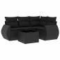 Preview: 5-tlg. Garten-Sofagarnitur mit Kissen Schwarz Poly Rattan