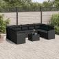 Preview: ARDEBO.de - 10-tlg. Garten-Sofagarnitur mit Kissen Schwarz Poly Rattan