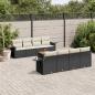 Preview: ARDEBO.de - 9-tlg. Garten-Sofagarnitur mit Kissen Schwarz Poly Rattan