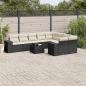 Preview: ARDEBO.de - 10-tlg. Garten-Sofagarnitur mit Kissen Schwarz Poly Rattan