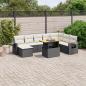 Preview: ARDEBO.de - 9-tlg. Garten-Sofagarnitur mit Kissen Schwarz Poly Rattan