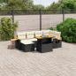 Preview: ARDEBO.de - 8-tlg. Garten-Sofagarnitur mit Kissen Schwarz Poly Rattan