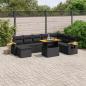 Preview: ARDEBO.de - 8-tlg. Garten-Sofagarnitur mit Kissen Schwarz Poly Rattan