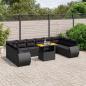 Preview: ARDEBO.de - 11-tlg. Garten-Sofagarnitur mit Kissen Schwarz Poly Rattan