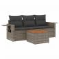 Preview: 4-tlg. Garten-Sofagarnitur mit Kissen Grau Poly Rattan