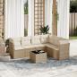 Preview: ARDEBO.de - 7-tlg. Garten-Sofagarnitur mit Kissen Beige Poly Rattan