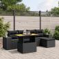 Preview: ARDEBO.de - 6-tlg. Garten-Sofagarnitur mit Kissen Schwarz Poly Rattan