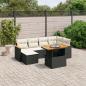 Preview: ARDEBO.de - 7-tlg. Garten-Sofagarnitur mit Kissen Schwarz Poly Rattan