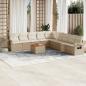 Preview: ARDEBO.de - 10-tlg. Garten-Sofagarnitur mit Kissen Beige Poly Rattan