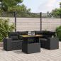 Preview: ARDEBO.de - 6-tlg. Garten-Sofagarnitur mit Kissen Schwarz Poly Rattan