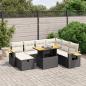 Preview: ARDEBO.de - 8-tlg. Garten-Sofagarnitur mit Kissen Schwarz Poly Rattan