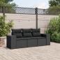 Preview: ARDEBO.de - 3-tlg. Garten-Sofagarnitur mit Kissen Schwarz Poly Rattan