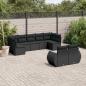 Preview: ARDEBO.de - 9-tlg. Garten-Sofagarnitur mit Kissen Schwarz Poly Rattan