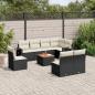 Preview: ARDEBO.de - 9-tlg. Garten-Sofagarnitur mit Kissen Schwarz Poly Rattan