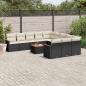 Preview: ARDEBO.de - 12-tlg. Garten-Sofagarnitur mit Kissen Schwarz Poly Rattan