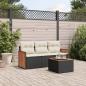 Preview: ARDEBO.de - 4-tlg. Garten-Sofagarnitur mit Kissen Schwarz Poly Rattan