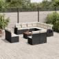 Preview: ARDEBO.de - 12-tlg. Garten-Sofagarnitur mit Kissen Schwarz Poly Rattan