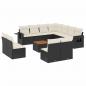 Preview: 12-tlg. Garten-Sofagarnitur mit Kissen Schwarz Poly Rattan